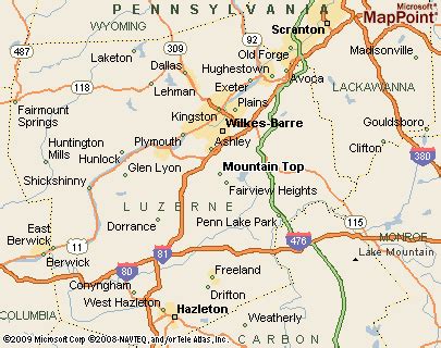 Mountain Top, Pennsylvania Area Map & More