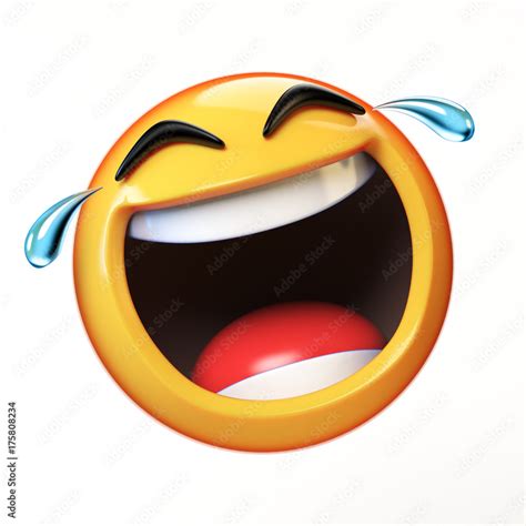 Happy cry Emoji isolated on white background, laughing face emoticon 3d ...