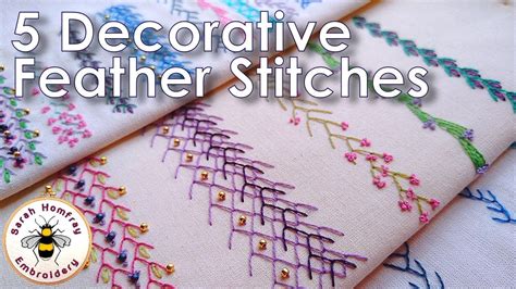 FIVE Decorative variations of Feather Stitch | How to do Feather Stitch ...