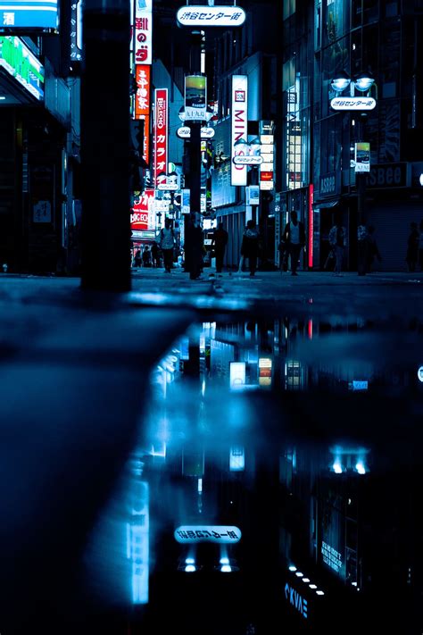 HD wallpaper: reflection of city night lights, japan, tokyo, nightnight ...