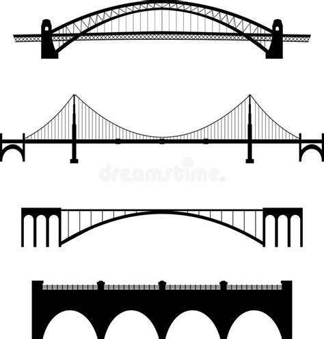 Bridge Silhouettes on White Background