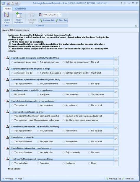 Edinburgh Postnatal Depression Scale (EPDS) Calculator