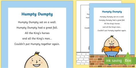 Humpty Dumpty Rhyme Poster (Teacher-Made) - Twinkl