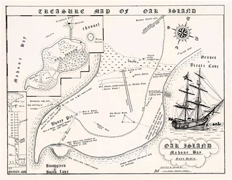 1974 The Curse of Oak Island Treasure Map Nova Scotia Canada Wall ...