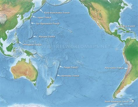 Oceanic trenches – by FreeWorldMaps.net