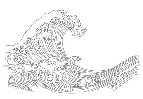 Japanese wave line art vector illustration. 3349095 Vector Art at Vecteezy