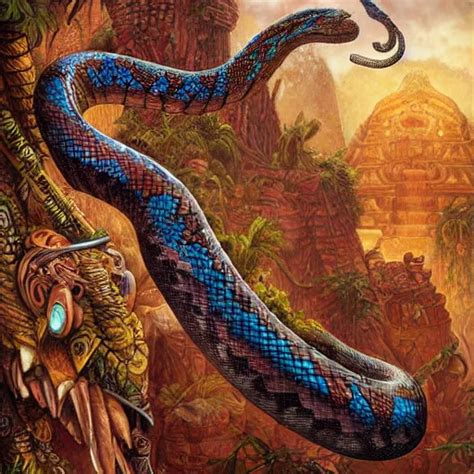 digital painting of mayan snake god, by filipe | Stable Diffusion