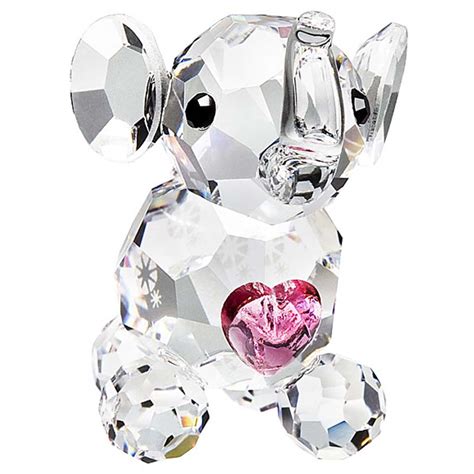 Preciosa Crystal Miniature Elephant Calf, Pink Heart | AllThingsCrystal