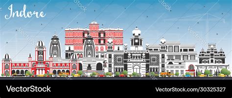 Indore india city skyline with gray buildings Vector Image