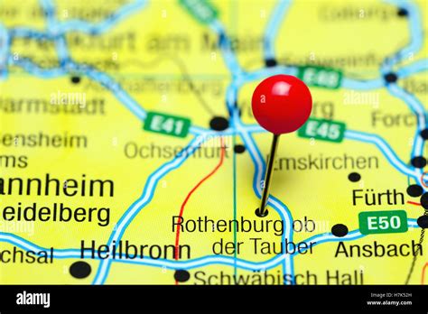 Rothenburg ob der Tauber pinned on a map of Germany Stock Photo - Alamy