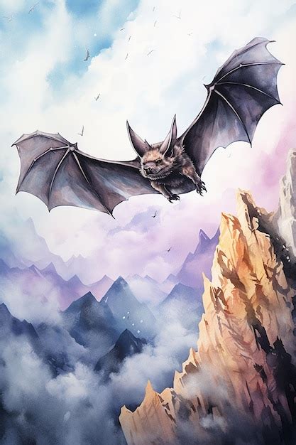 Premium Photo | Bat watercolor painting illustration of Majestic