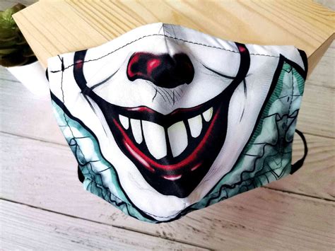 Clown Pennywise Face Mask With Filter Pocket Nose Wire - Etsy