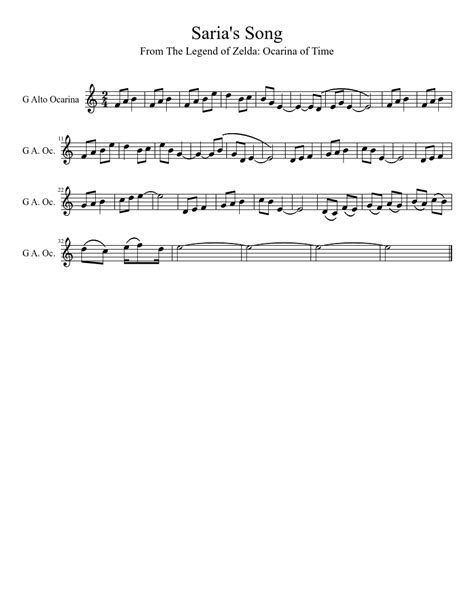 Saria's Song Sheet music for Flute (Solo) | Musescore.com