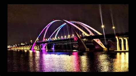 I-74 Mississippi River Bridge Night Lights 4K UHD DJI Mini 2 Aerial ...