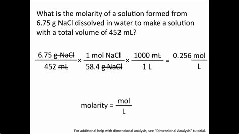 Molarity - Chemistry Tutorial - YouTube