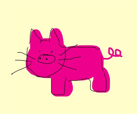 Pink cat-pig hybrid - Drawception