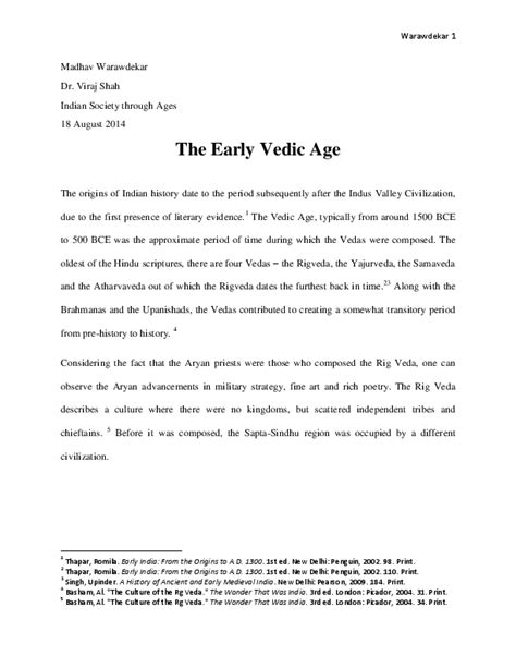 (DOC) The Early Vedic Age