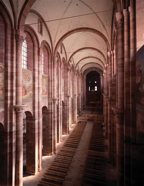 Speyer Cathedral (interior). >> Groin vault system, punctuated with ...