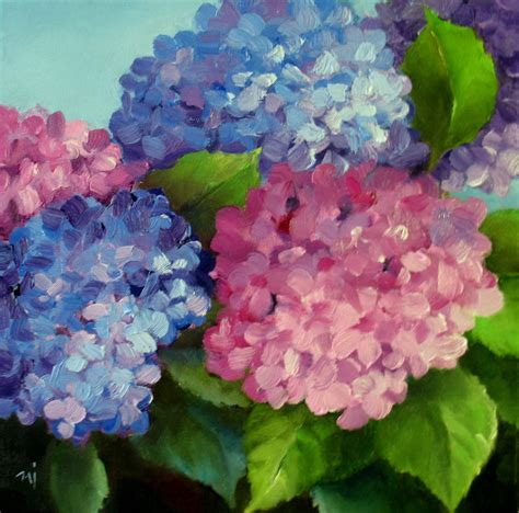 Hydrangea painting, Flower art painting, Flower drawing