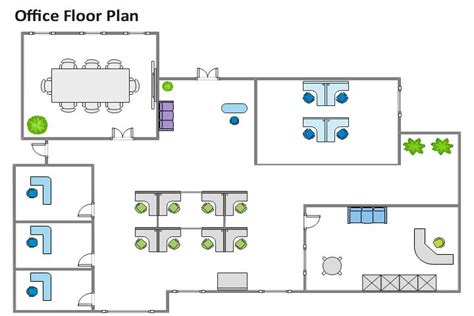 Office Floor Plan and Interior Design for Building Design | EdrawMax ...