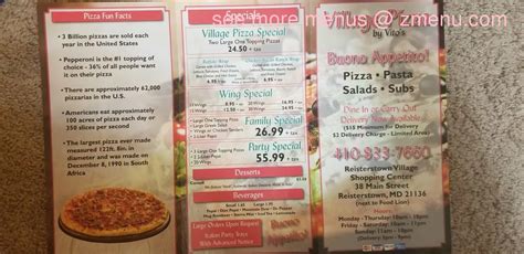 Menu at Village Pizza pizzeria, Reisterstown, 38 Main St