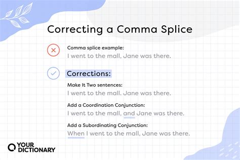 Understanding Comma Splices Worksheet