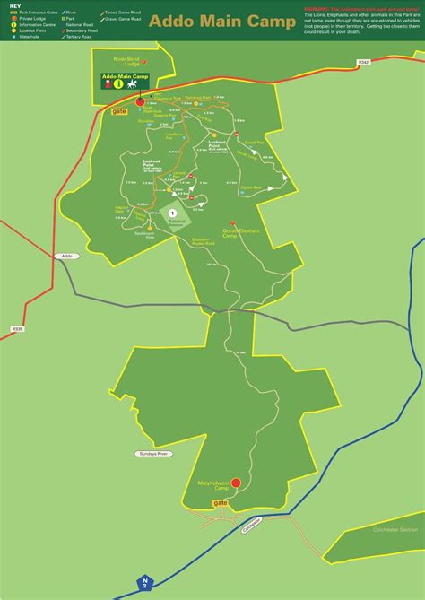 Addo Elephant National Park Map - Addo Elephant National Park South ...