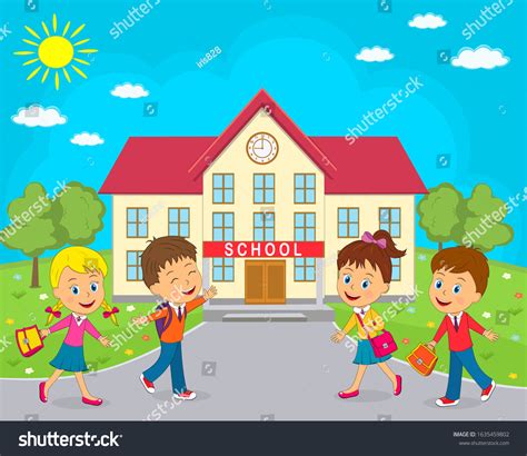 Kids Boy Girls Going School Bag Stock Vector (Royalty Free) 1635459802 ...