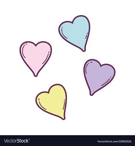 Cute hearts floating pastel colors Royalty Free Vector Image