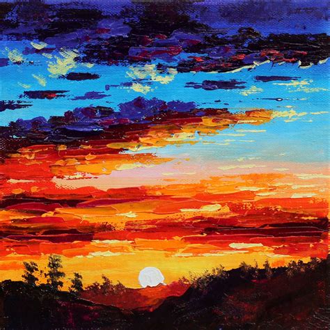 Mountain Sunset painting / Acrylic Landscape painting tutorial in 2021 ...