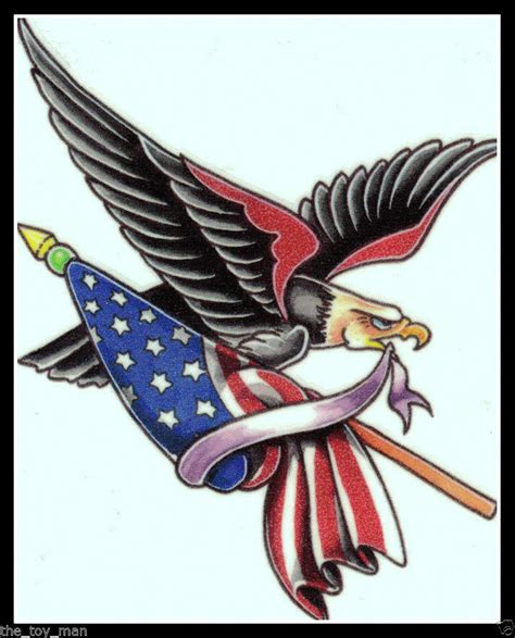 Traditional Eagle With American Flag Tattoo