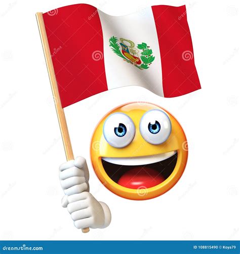 Emoji Holding Peruvian Flag, Emoticon Waving National Flag of Peru 3d ...