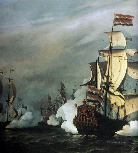 Battle of theTexel Naval Battle Painting in Oil for Sale