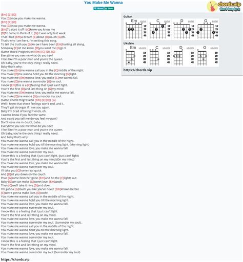 Hợp âm: You Make Me Wanna - cảm âm, tab guitar, ukulele - lời bài hát ...