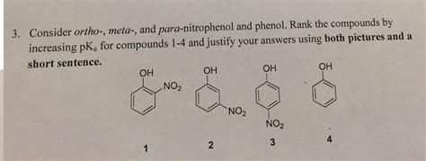 Solved Consider ortho-, metaand para-nitrophenol and phenol. | Chegg.com