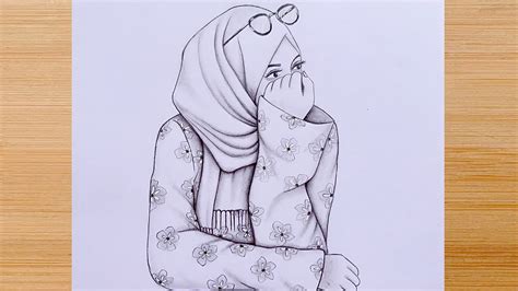 Pencil Sketch for beginners || How to Draw a Cute Girl with Hijab ...