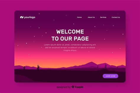 Free Vector | Welcome landing page template with landscape