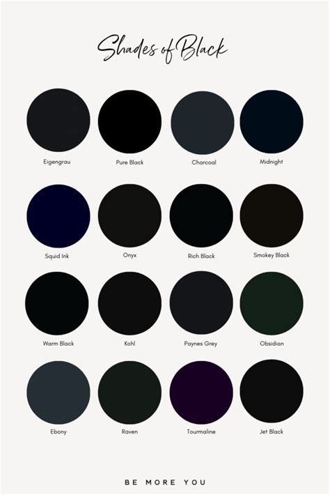 Shades Of Grey Color Chart With Names