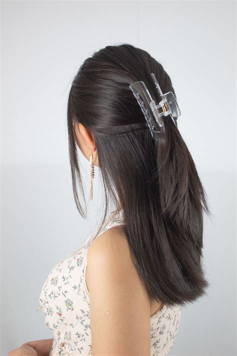 Clear Transparent Claw Clips for Thick Hair | Clip hairstyles, Long ...