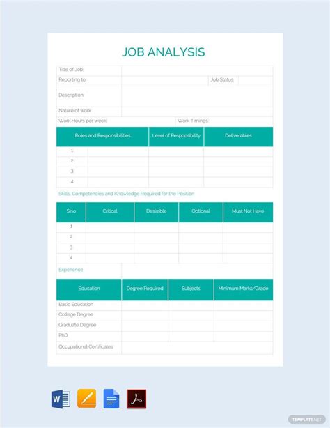 Job Analysis Template in Pages, PDF, Word, Google Docs - Download ...