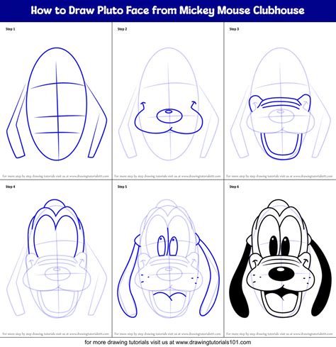 How to Draw Pluto Face from Mickey Mouse Clubhouse printable step by ...