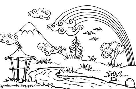 Sketsa Gambar Pemandangan Gunung | Harian Nusantara