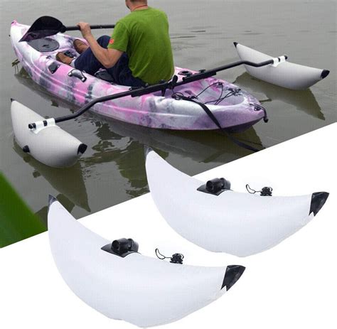 FETCOI Fishing Boat Stabilizer, Inflatable 2 White PVC Kayak Canoe Boat ...