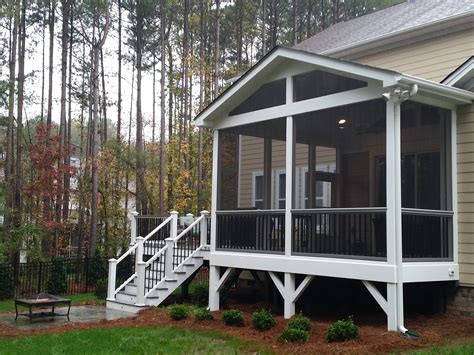 Classic Screened Porch with Trex Deck and Bluestone Patio — DeckScapes