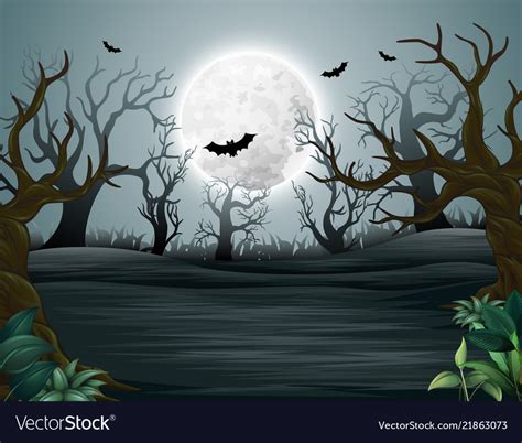 Spooky forest of halloween misty mystery Vector Image