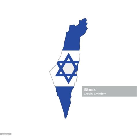 Map With Color Flag Of Israel Stock Illustration - Download Image Now ...