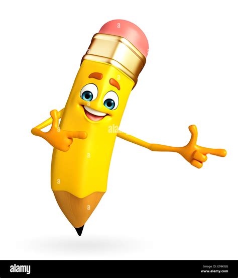 Cartoon Character of pencil is pointing Stock Photo - Alamy