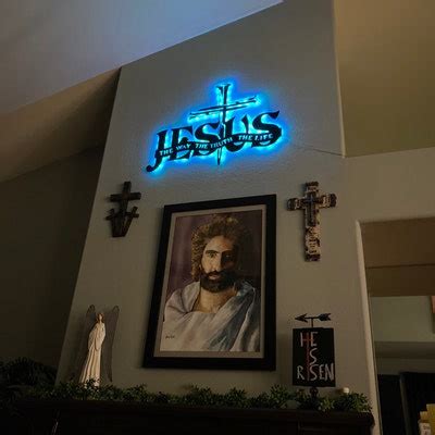 Jesus the Way the Truth the Life Metal Wall Art LED Light Christ Sign ...