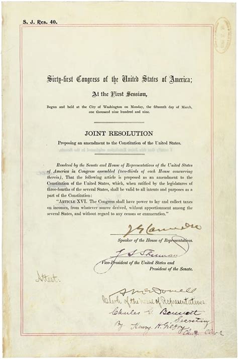 16th Amendment to the U.S. Constitution: Federal Income Tax (1913 ...