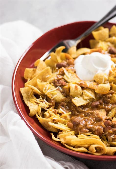 Crockpot Chili Frito Pie - The Salty Marshmallow